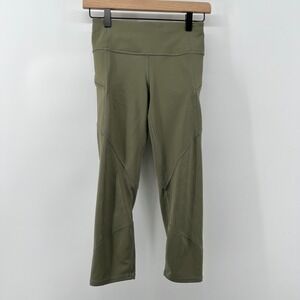 Athleta Women XS Green‎ Mesh Contender Capri Leggings Pull On Stretch Powerlift